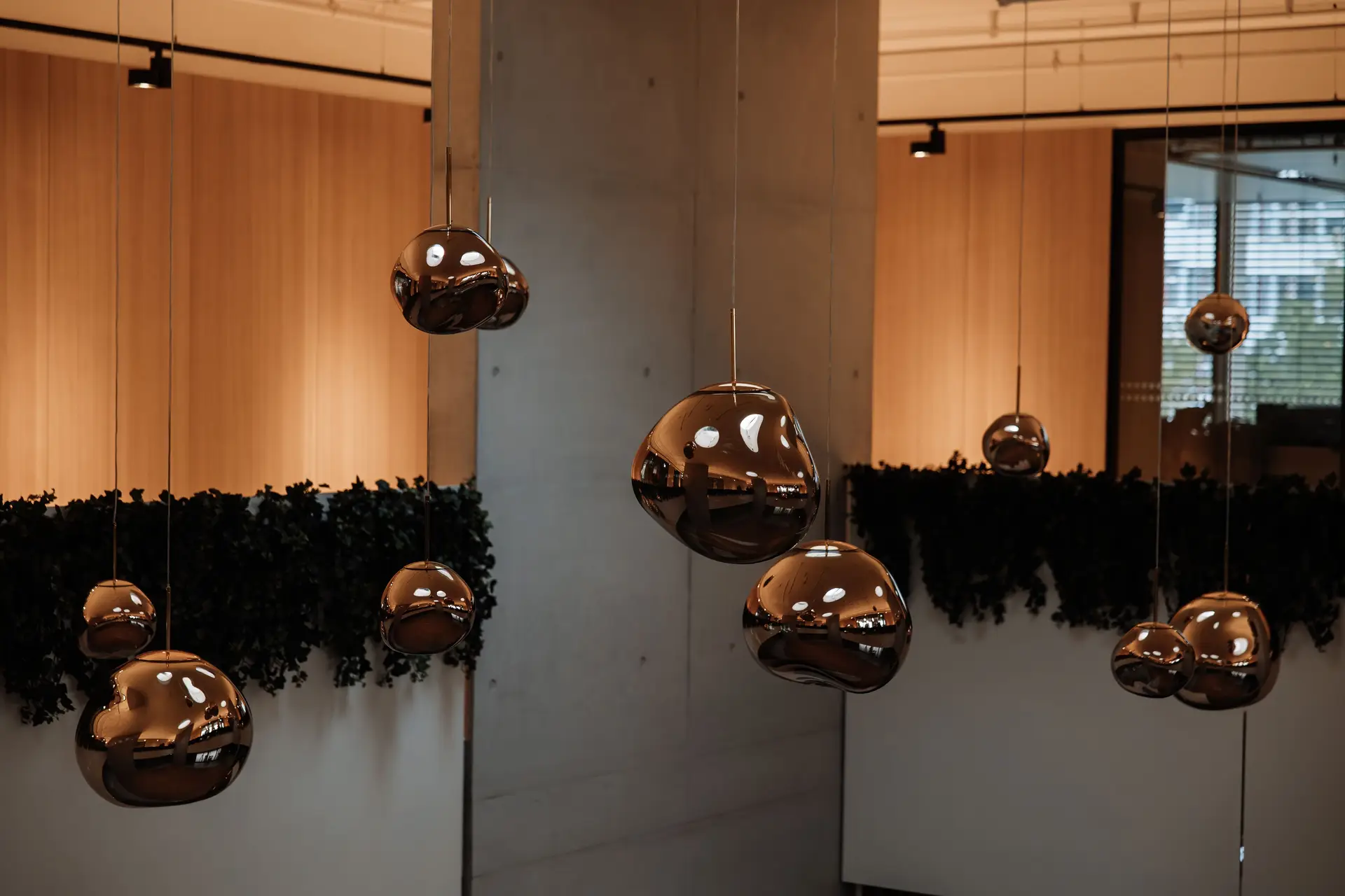 Contemporary sculptural pendant installation